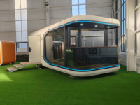 Petite maison modulaire en verre de luxe-Maison conteneur préfabriquée pour villas hôtels avec moulage de toit en triangle Inspiré de la cabine Apple