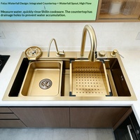 Fregadero de Cocina de Acero Inoxidable 304 SUS304, Nano Oro, Multifuncional, Antibacteriano, Antimanchas, para Cocina China y Occidental