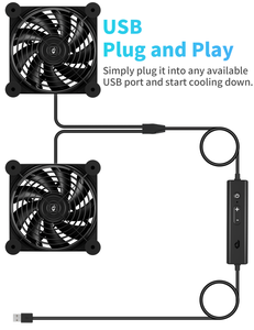 Ventilateur USB à double roulement à billes upHere U3UK, 120 mm, 5 V, silencieux, avec contrôle de vitesse pour home cinéma et consoles de jeux - Product Image 2