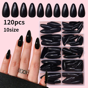 120 Uds./Caja Puntas de Uñas Postizas Rojas Almendradas para Salón de Uñas, Superventas, Cubierta Completa Francesa, Uñas Artificiales de Gel Suave ABS - Product Image 3