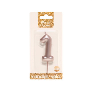 Party Love <b>Candles</b> Number 1 <b>Rose</b> <b>Gold</b> 6Cm Birthday Cake Decoration - Product Image 1