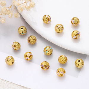 Perles en cuivre creuses motif nuage porte-bonheur, rondes avec trou traversant, pour la fabrication de bracelets, accessoires de bijoux DIY, vente en gros - Product Image 1