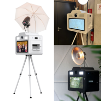 Cabina de Fotos Moderna con Pantalla Táctil de 21.5 Pulgadas, Compatible con Cámara e Impresora, Fácil Instalación, Trípode, Carcasa Metálica