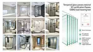 Porte de douche pivotante en trois parties en verre trempé noir <span class=keywords><strong>pas</strong></span> <span class=keywords><strong>cher</strong></span> - Product Image 5