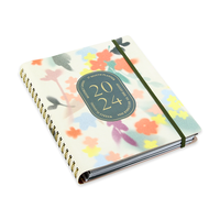 Carnet super mignon multicolore en PP avec anneaux dissimulés, reliure spirale, logo personnalisé, planificateurs quotidiens/hebdomadaires en PU avec bande élastique