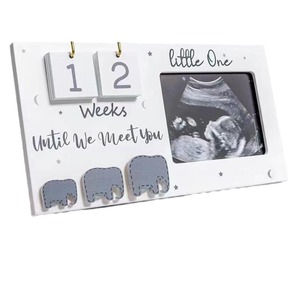 Cadre en bois pour échographie <span class=keywords><strong>de</strong></span> grossesse, design éléphant, compte à rebours jusqu'au naissance du bébé, cadre souvenir pour photo d'échographie - Product Image 5