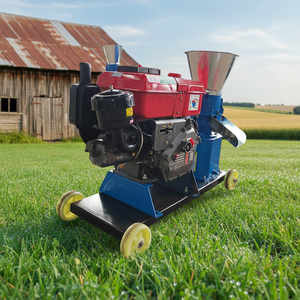 מטחנת כדורים קטנה שטוחה עם מנוע דיזל 15 כ\\\"ס לייצור כדורי עץ ביומסה מפשתן - Product Image 5