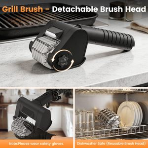 Brosse de nettoyage de grille électrique rotative sans fil rechargeable avec angle réglable, sans perte de poils, stock d'usine - Product Image 4