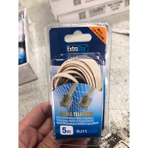 5 metri RJ11 cavo telefonico estensibile conduttore in rame Blister CJ144 cavo di linea telefonica di alta qualità - Product Image 1