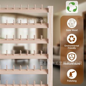 Soporte de madera para extensiones de cabello, de madera maciza, con múltiples niveles y ruedas para exhibir extensiones de cabello. - Product Image 3
