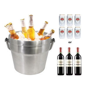 Secchiello per Bevande in Acciaio Inox con Manico in Metallo, Capacità 7,5L, con Coperchio e Apribottiglie per Cocktail, Champagne, Vino e Birra - Product Image 2