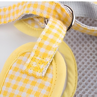 Ensemble de harnais et de laisse pour animaux de compagnie à carreaux jaunes, sangle de poitrine réglable à volants en dentelle pour chats et petits chiens