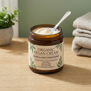 Customizable Organic Vegan Cream <b>Beard</b> Hair Conditioning Medium/Strong Heat Protection Anti-Frizz Sulfate-Free Alcohol-Free - Product Image 3