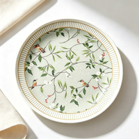 Assiette ronde décorative à motif végétal de 7,5 pouces
