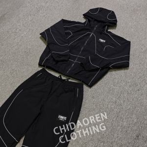 Individuelles Logo Wasserdichter 3M Reflektierender Trainingsanzug für Herren Hersteller OEM Designer Nylon Reißverschluss Windbreaker Trainingsanzug - Product Image 2