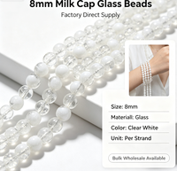 Perles intercalaires en verre craquelé bleu et blanc en forme de bouchon de lait, fourniture d'usine YUZHU, pour bijoux faits à la main, fournitures de bricolage en vrac, écologiques