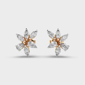 Boucles d'oreilles clous fleur en diamant de laboratoire taille marquise certifié IGI, or blanc/rose/jaune 14 carats, 0,82 ct, pour mariage, anniversaire, fête - Product Image 1