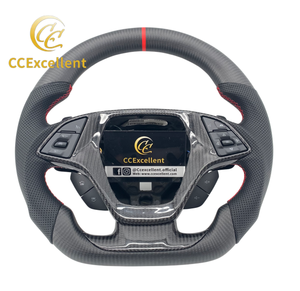 Volant en fibre de carbone CCExcellent à <span class=keywords><strong>prix</strong></span> avantageux pour <span class=keywords><strong>Camaro</strong></span> 2016-2020 avec cuir lisse <span class=keywords><strong>rouge</strong></span> - Product Image 1