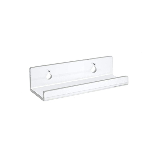 Clear Acrylic Wall Mounted Shelf, Floating Display Holder for Small Items and Home Organization