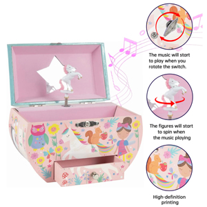 Scatola Portagioie Musicale Unicorno Magico con Figura Rotante, Musica a Corda e Specchio, Regalo di Compleanno per Bambini - Product Image 5