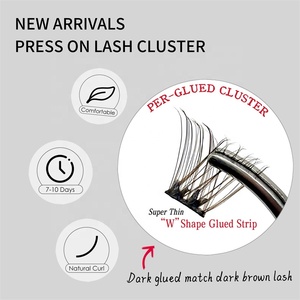 Nuevas pestañas postizas impermeables de larga duración, Invisible banda transparente, prensa prepegada en racimo, fábrica de pestañas Diy - Product Image 6