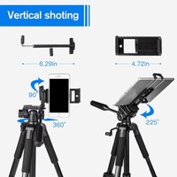 Trépied professionnel pour appareil photo reflex numérique, portable, en aluminium, 3366, pour selfie et diffusion en direct, avec fixation TMount, 1,4 m, pince pour téléphone et tablette, niveau à bulle, charge maximale 3 kg