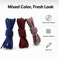 Lacets ronds bicolores en polyester de marque YST en gros, couleurs vives mélangées pour baskets et chaussures de course, en vrac, OEM ODM