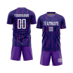 Ensemble de maillot de football à motif de lignes verticales, manches courtes, respirant, séchage rapide, uniforme d'entraînement, chemise et short pour hommes - Product Image 1