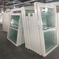 Puerta corredera Vertical de vidrio de rejilla de vinilo de PVC de estilo americano europeo y ventana de marco de doble suspensión UPVC de eficiencia energética