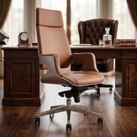 Chaise de bureau en cuir personnalisée pour la maison, chaise de bureau ergonomique avec hauteur réglable, chaise de patron en cuir haut de gamme moderne
