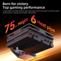 Enfriador de Aire para CPU Snowman RGB, 6 Tubos de Calor de Aluminio, Ventilador Silencioso PWM con Función de Luz, Solución de Refrigeración para Procesador de Computadora/PC