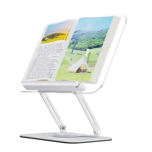 Transparent Acrylic Tablet Stand Rotatable Read Book Holder Foldable Desktop Support Riser For Tablet Smart Phone Display