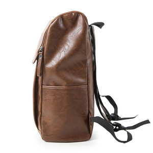 Korean Style PU Leather Backpack 15 Inches <b>Computer</b> <b>Bag</b> For Men Women Student Casual Travel Everyday Use Solid Color - Product Image 4