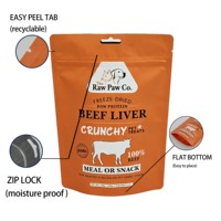 Fabriksprijs op maat gemaakte gekleurde gevriesdroogde hondensnoepjes & knapperige kattensnacks in staande pouch met ziplock en ophanggat voor huisdierenvoer