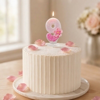 Velas para Pastel al por Mayor, Elegantes Velas Decorativas con Degradado Rosa y Flores Brillantes, Velas con Número para Decoración de Pasteles de Cumpleaños