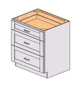 Mobile Base da Cucina Bianco Shaker Sunique Sydney con 3 Cassetti Modello SW-3DB30 in MDF Design Moderno - Product Image 1