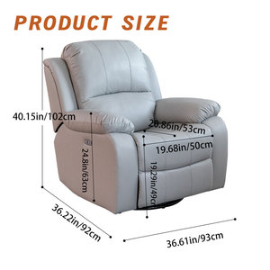 Sofá reclinable extensible giratorio moderno, disco con ruedas inferior, marco de Metal, función de masaje, silla de Cine de cuero genuino - Product Image 5