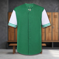 Jersey Baseball Hijau Lengan Pendek Kancing Depan Seragam Tim Unisex Lengan Putih Warna Solid Pakaian Olahraga