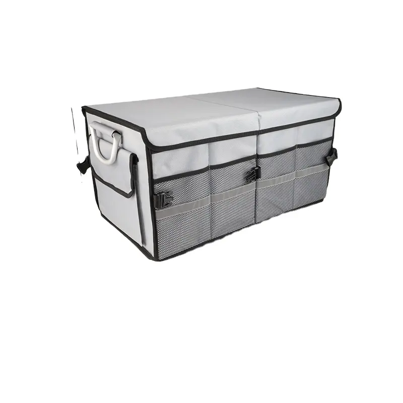 Portable 50L Capacity Foldable Car Trunk Organizer Storage Container Box with Top Cover Lid Convenient Car Organizers
