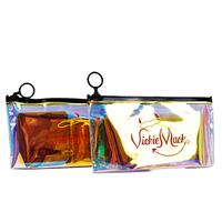Sac de rangement cosmétique holographique pour femmes, très tendance, en PVC transparent coloré, pochette autoportante