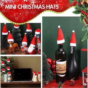 Noel partisi yemeği masa süslemeleri Mini bere şenlikli ortam için şapka ve eşarp sevimli şarap şişesi Toppers - Product Image 4