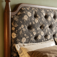 Lit de rangement traditionnel luxueux en bois de chêne rembourré, taille Queen, avec tête de lit en cuir, lit moelleux, design écologique