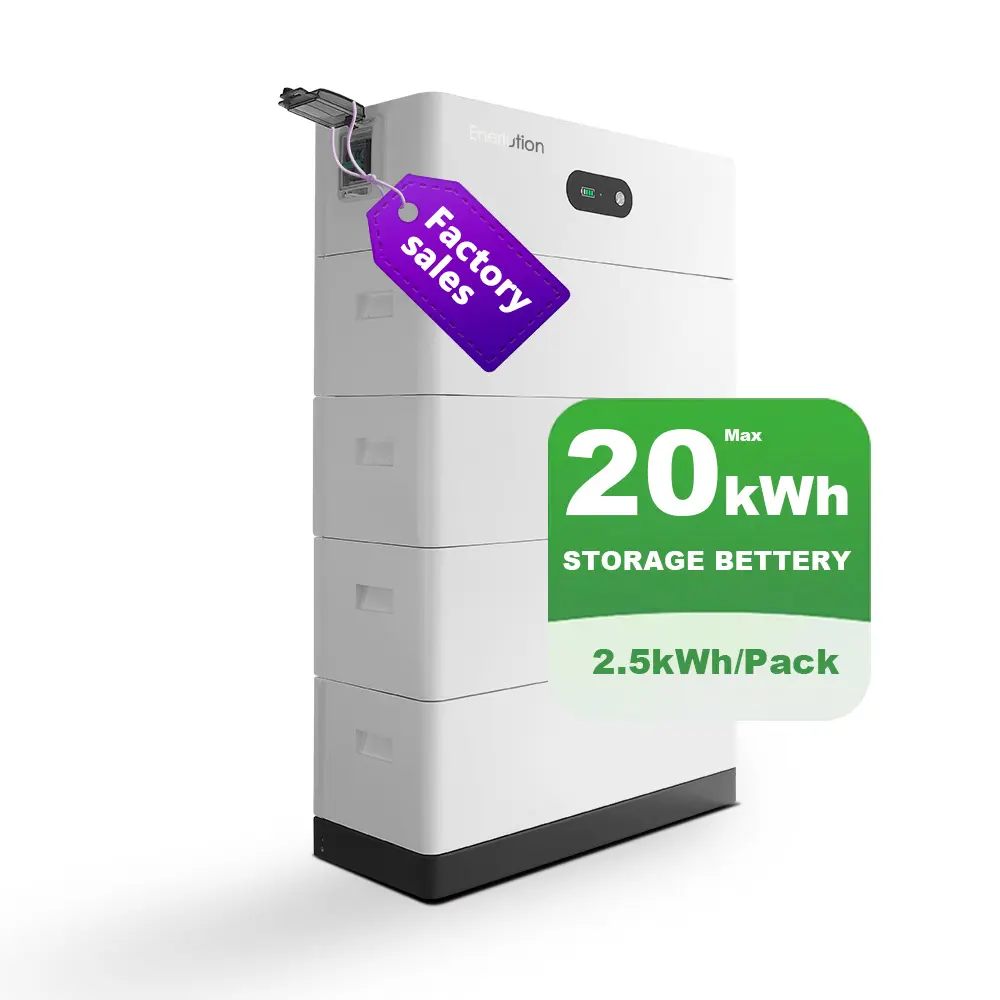 Enerlution tumpukan baterai panel surya 10kwh 20kWh 30kWh 40kWh lifepo4 baterai panel surya 48v pv untuk panel solax dengan inverter