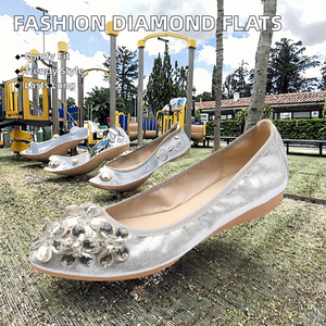 Nuevas Alpargatas de Mujer Talla Grande para las Cuatro Estaciones, Diseño de Diamantes, Suaves y Fáciles de Poner, Parte Superior de PU, Entresuela de Cuero, Zapatos Planos Tipo Doll para Verano - Product Image 2
