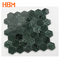 HBMHOME Carrelage en mosaïque de marbre vert foncé moderne pour cuisine, salle de bain, piscine et bassin à poissons