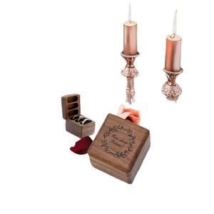 Wooden <b>Ring</b> <b>Box</b> Walnut Wood Square Engraved Floral Pattern Engagement Wedding Gift Jewelry Storage Display <b>Box</b> - Product Image 5