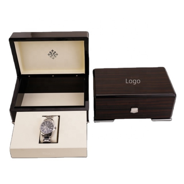 Luxury Eco-Friendly Durable Wooden Rectangle Watch Box Suede Lining Magnetic Closure Single Wristwatch Organizer Storage Case