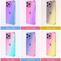 Coque TPU dégradée pour iPhone Coque antichoc pour IPhone16 13 15 Pro Max 14 Plus Rainbow Color Phone Gradient Case Cover