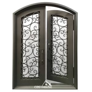 Portes d'entrée doubles en verre personnalisées de luxe Serrure de sécurité intelligente antivol Design décoratif fait à la main pour l'hôtel Mansion/Villa - Product Image 4