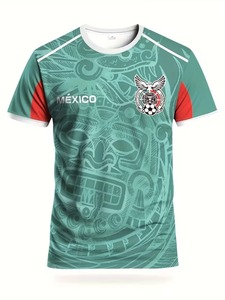 Camiseta Deportiva Transpirable con Estampado Verde y Rojo de Manga Corta para Hombre, Camiseta de la Selección Nacional de Fútbol de México, Cuello Redondo - Product Image 2
